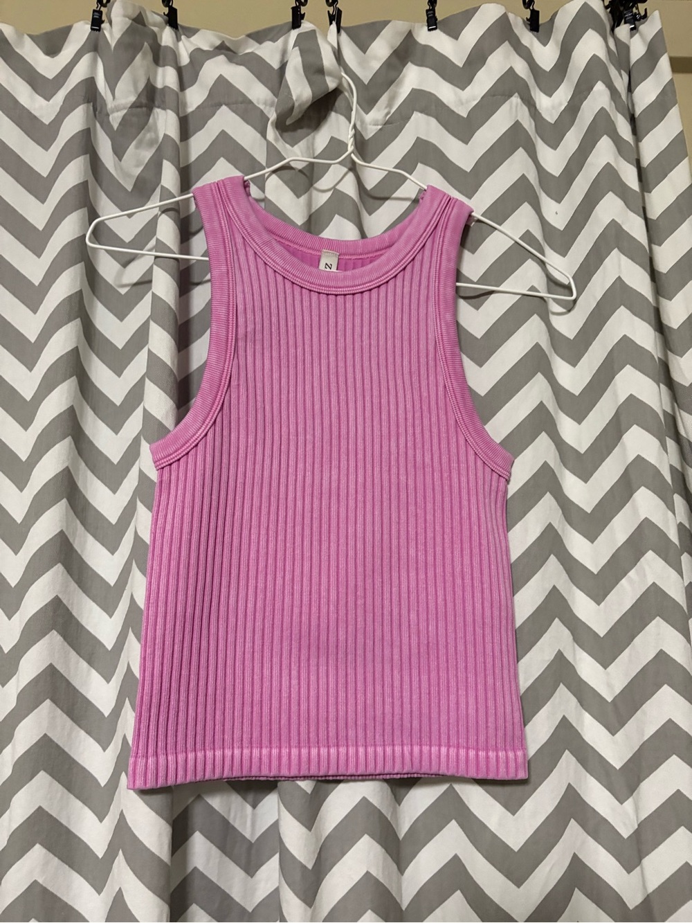 Zenana Outfitters Pink Ribbed Crop Tank